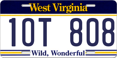 WV license plate 1OT808