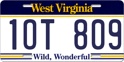 WV license plate 1OT809