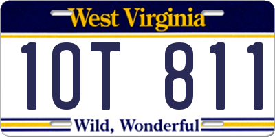 WV license plate 1OT811