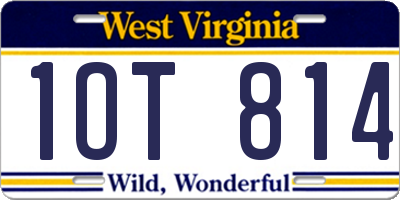WV license plate 1OT814