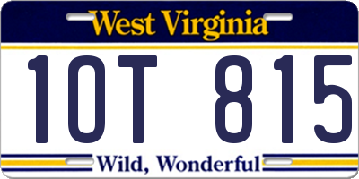 WV license plate 1OT815