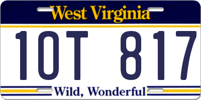 WV license plate 1OT817