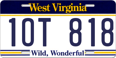 WV license plate 1OT818