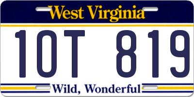 WV license plate 1OT819
