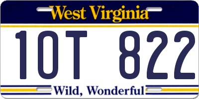 WV license plate 1OT822