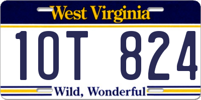 WV license plate 1OT824