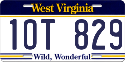 WV license plate 1OT829