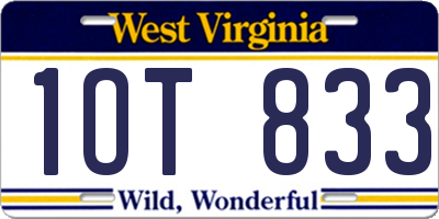 WV license plate 1OT833