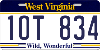 WV license plate 1OT834