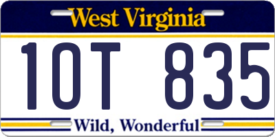 WV license plate 1OT835