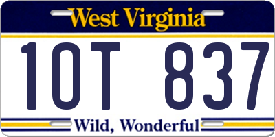 WV license plate 1OT837