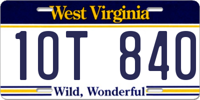 WV license plate 1OT840