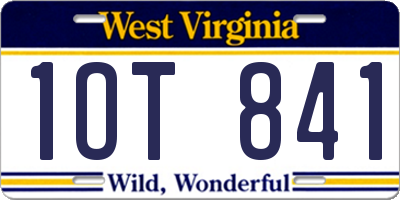 WV license plate 1OT841
