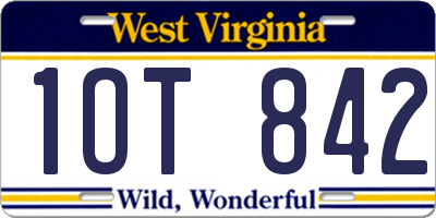 WV license plate 1OT842