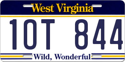 WV license plate 1OT844