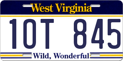 WV license plate 1OT845