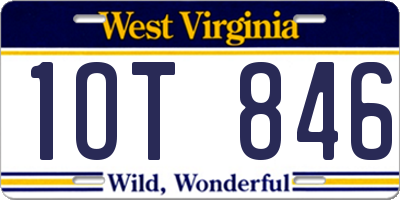 WV license plate 1OT846