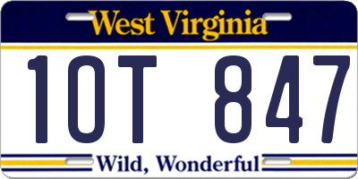WV license plate 1OT847