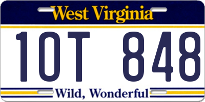 WV license plate 1OT848