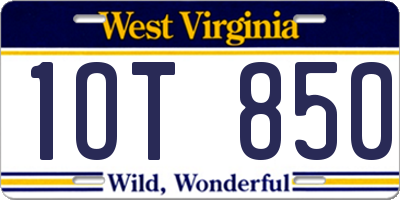 WV license plate 1OT850