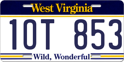 WV license plate 1OT853