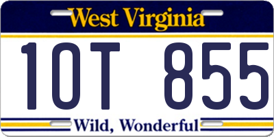 WV license plate 1OT855