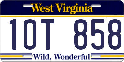 WV license plate 1OT858