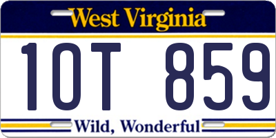WV license plate 1OT859