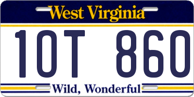 WV license plate 1OT860
