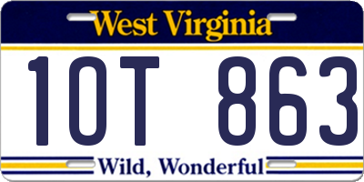WV license plate 1OT863