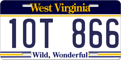 WV license plate 1OT866