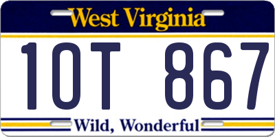 WV license plate 1OT867