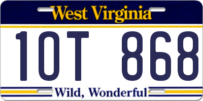 WV license plate 1OT868