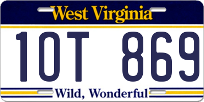 WV license plate 1OT869