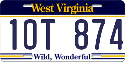 WV license plate 1OT874