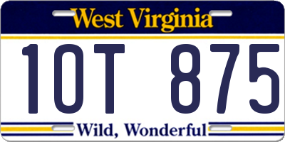 WV license plate 1OT875