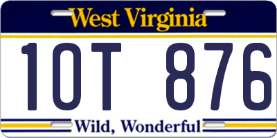 WV license plate 1OT876