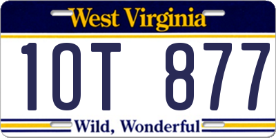 WV license plate 1OT877