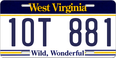 WV license plate 1OT881