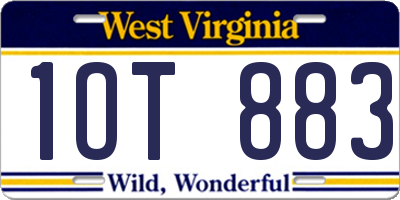 WV license plate 1OT883