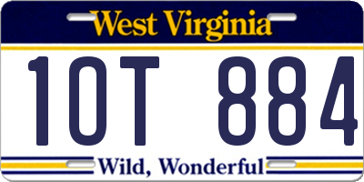 WV license plate 1OT884