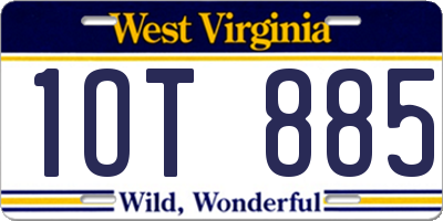 WV license plate 1OT885