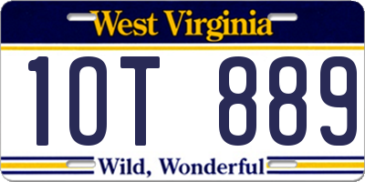 WV license plate 1OT889