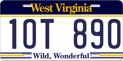 WV license plate 1OT890