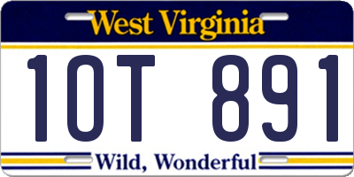 WV license plate 1OT891