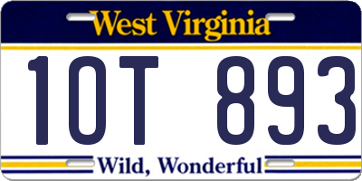 WV license plate 1OT893