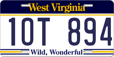 WV license plate 1OT894