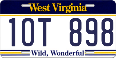 WV license plate 1OT898