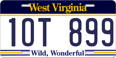 WV license plate 1OT899