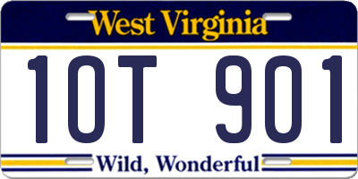 WV license plate 1OT901